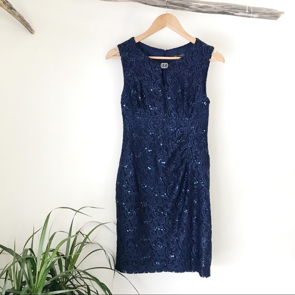 navy blue sequin cocktail dress